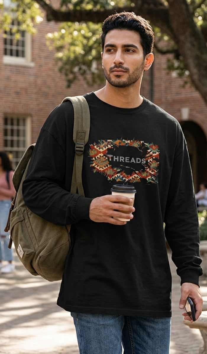 Threads 100% Cotton Long Sleeve Graphic T-Shirt