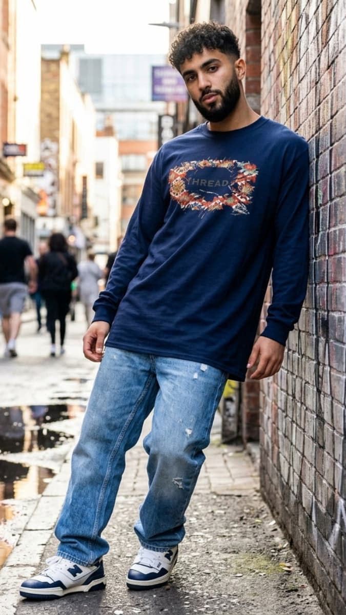 Threads 100% Cotton Long Sleeve Graphic T-Shirt