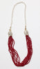 Turkish Tulip Artisan Necklace - Ruby and Pearls