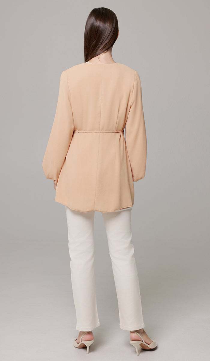 Veste chemise longue et confortable Ula - Caramel