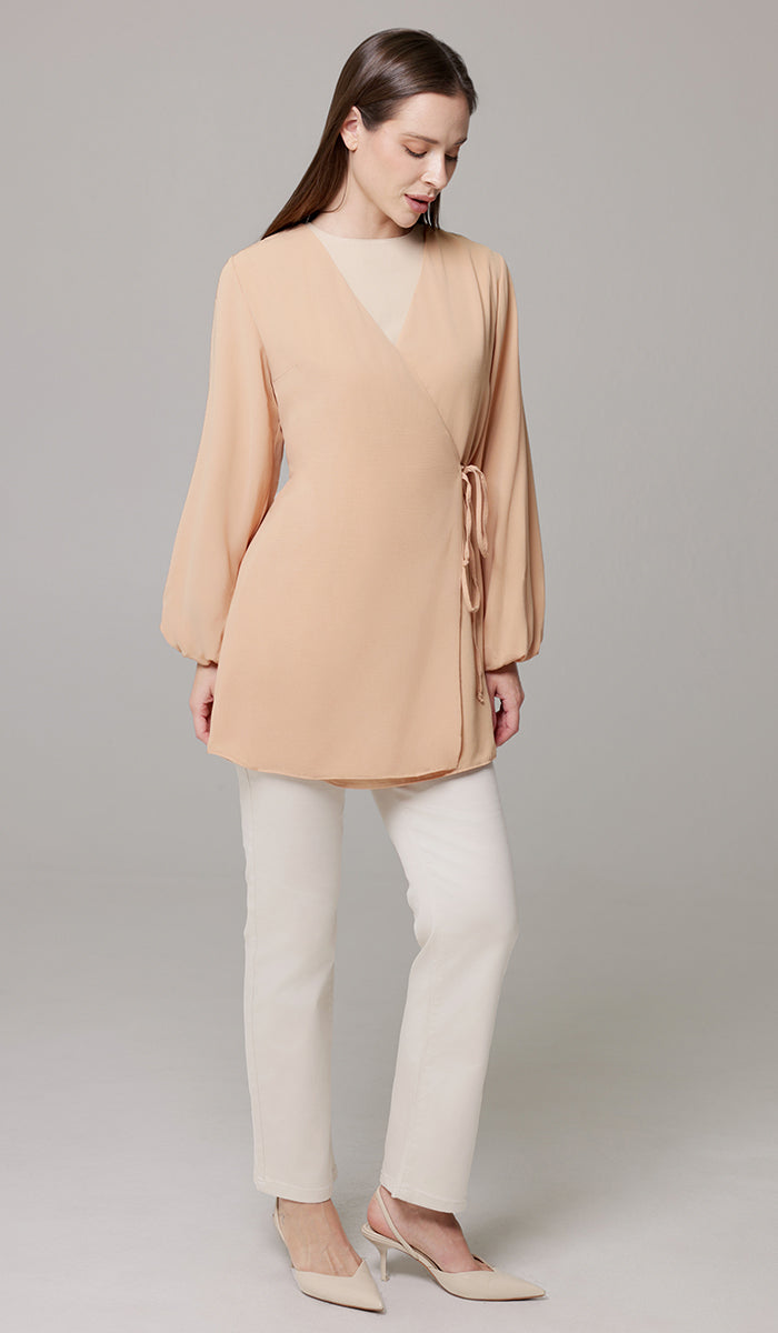 Veste chemise longue et confortable Ula - Caramel
