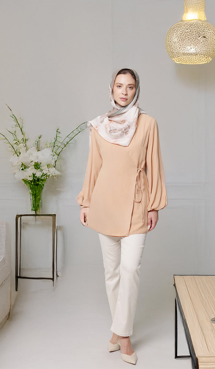 Veste chemise longue et confortable Ula - Caramel