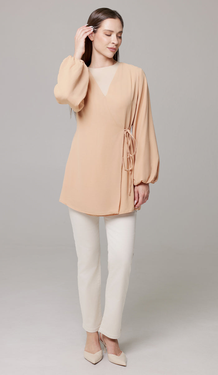 Veste chemise longue et confortable Ula - Caramel