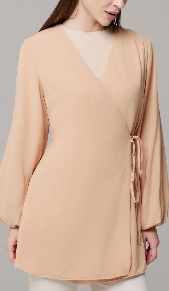Veste chemise longue et confortable Ula - Caramel
