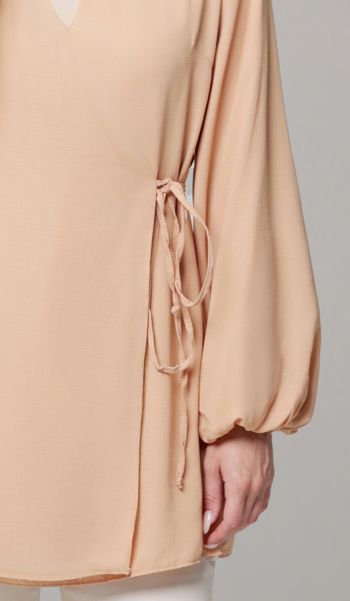 Veste chemise longue et confortable Ula - Caramel