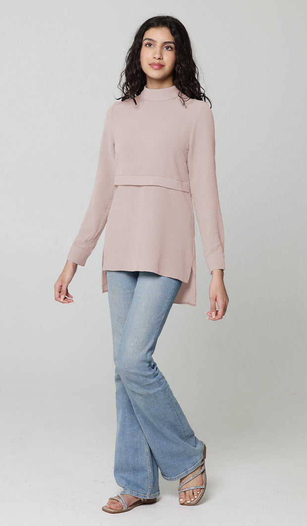 Valia Modest Essential Everyday Blouse - Latte