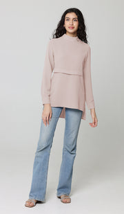 Valia Modest Essential Everyday Blouse - Latte