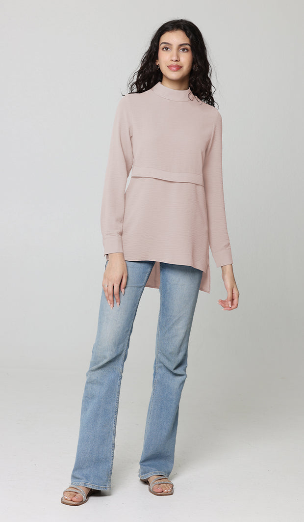 Valia Modest Essential Everyday Blouse - Latte