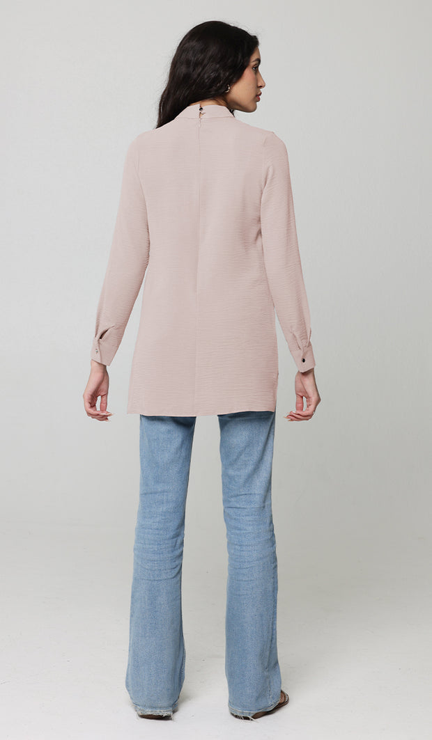 Valia Modest Essential Everyday Blouse - Latte