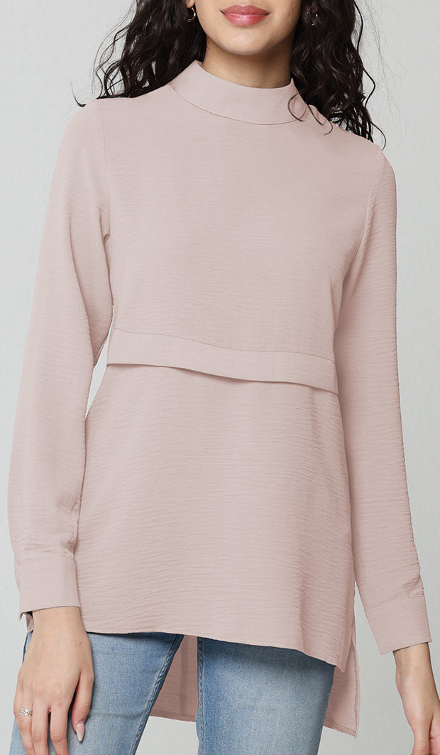 Valia Modest Essential Everyday Blouse - Latte