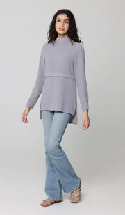 Valia Modest Essential Everyday Blouse - Pearl Gray