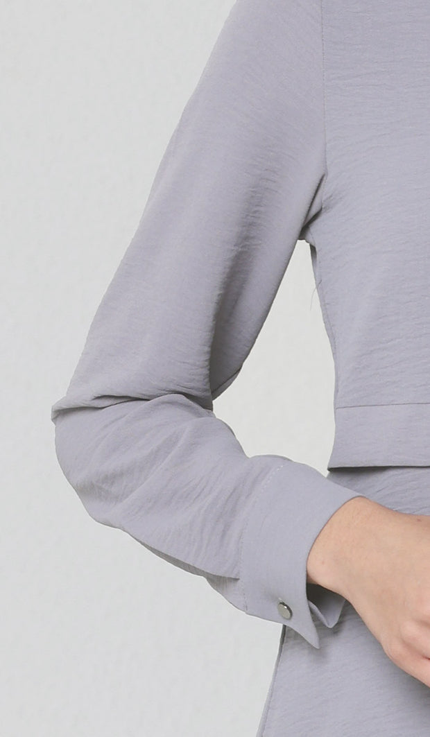 Valia Modest Essential Everyday Blouse - Pearl Gray