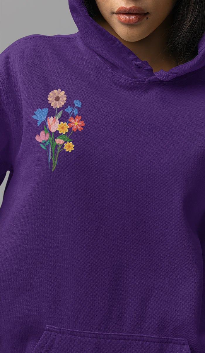 Wild Blooms Cotton Rich Fleece Hoodie with Arabic Calligraphy - Hubb