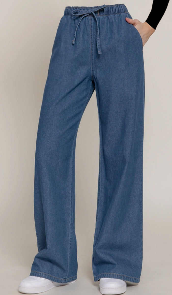新品タグ付IHNN （Women）/イン DENIM WIDE PANTS IHNN/イン】(H) WASHING DENIM/デニムパンツ（デニムパンツ