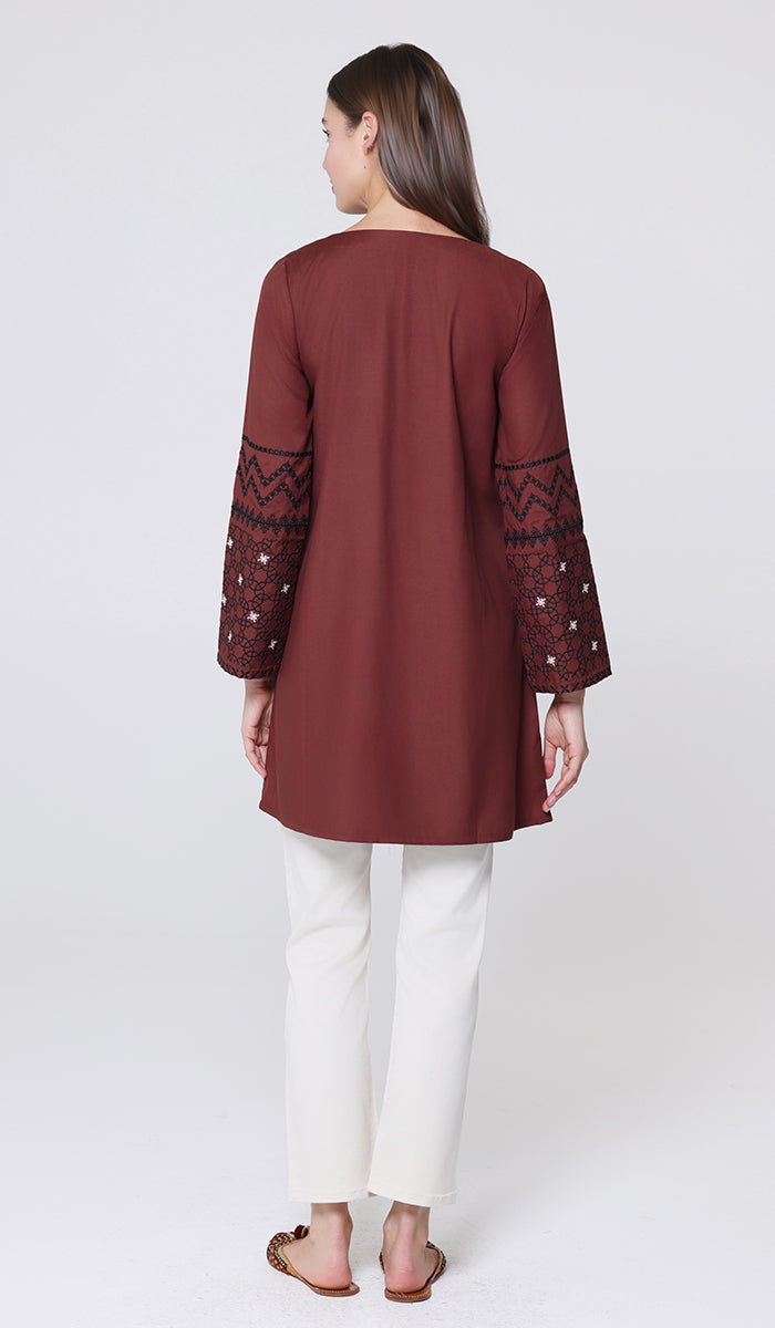 Tunique longue et modeste de tous les jours Parisa Mostly Cotton - Charbon - PRÉCOMMANDE (expédiée dans 2 semaines)