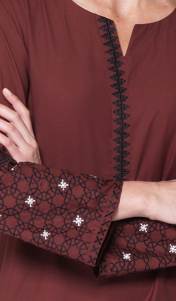 Tunique longue et modeste de tous les jours Parisa Mostly Cotton - Charbon - PRÉCOMMANDE (expédiée dans 2 semaines)