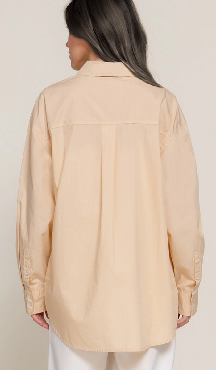 Zarin Relaxed Fit Cotton Poplin Buttondown Shirt - Daisy