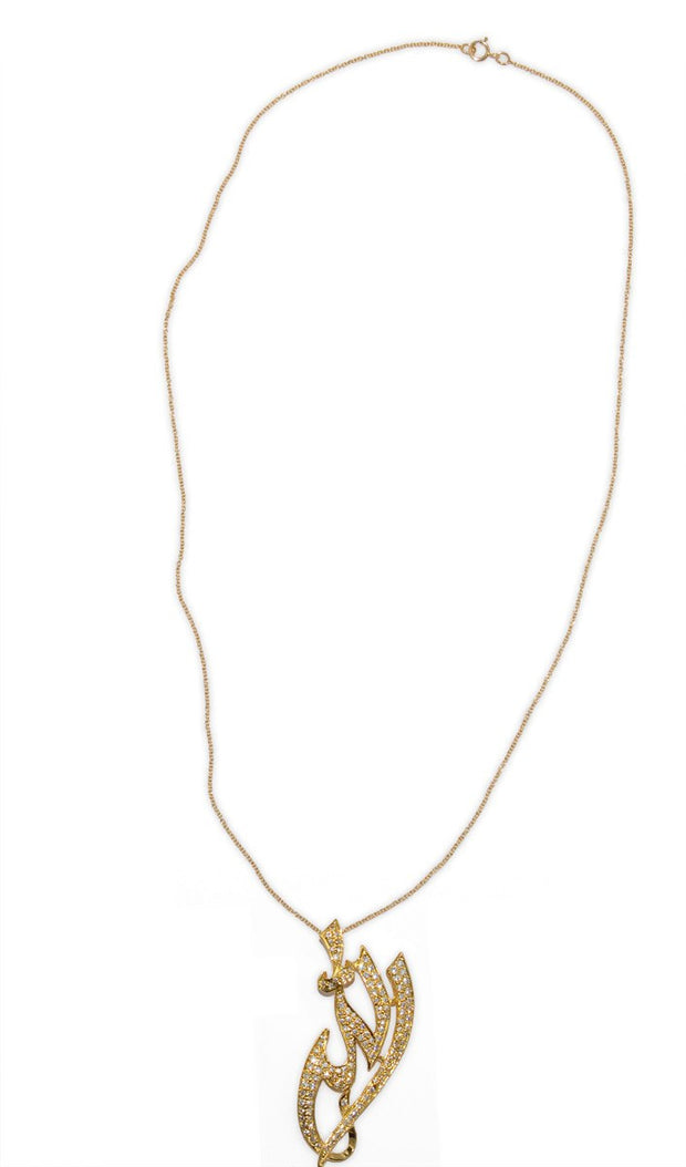 22k Goldplated Sterling Silver Pave Diamond-Look Allah Necklace - ARTIZARA.COM