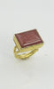 Goldplated Sterling Silver and Hand Engraved Aqeeq "Mohammed" Ring (Large)