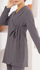 Abeer Light Long Comfy Wrap Jacket - Purple Gray