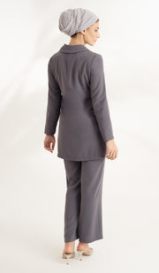 Abeer Light Long Comfy Wrap Jacket - Purple Gray - Final Sale