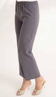 Abeer Stretch Waist Wide Leg Pants - Purple Gray