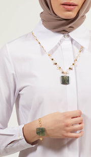 Abir Contemporary MashAllah Arabic Necklace-Moss