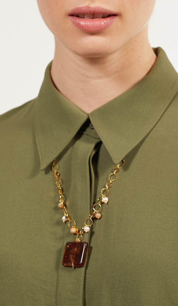 Abir MashAllah Arabic Necklace-Onyx - FINAL SALE