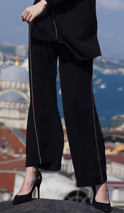 Abiyya Dressy Wide Leg Pants - Black/Cafe