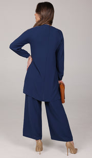 Abiyya Dressy Wide Leg Pants - Blue/Cafe