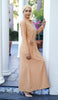 Adina Embroidered Long Maxi Dress Abaya - Beige