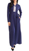 Adina Embroidered Long Maxi Dress Abaya - Navy