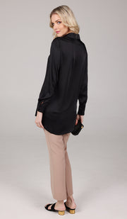 Afroze Silky Formal Button-down Shirt - Black