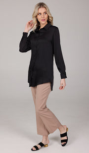 Afroze Silky Formal Button-down Shirt - Black