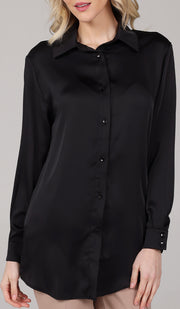 Afroze Silky Formal Button-down Shirt - Black