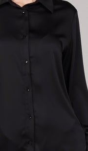 Afroze Silky Formal Button-down Shirt - Black - Final Sale