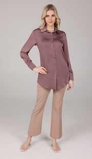 Afroze Silky Formal Button-down Shirt - Mauve - Final Sale