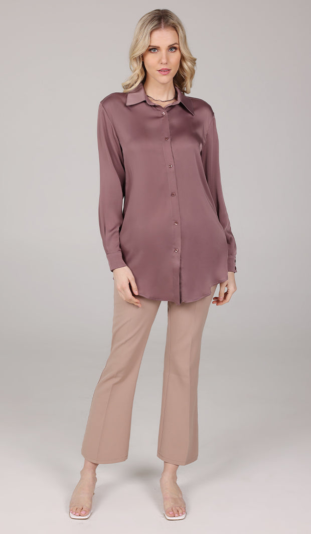 Afroze Silky Formal Button-down Shirt - Mauve