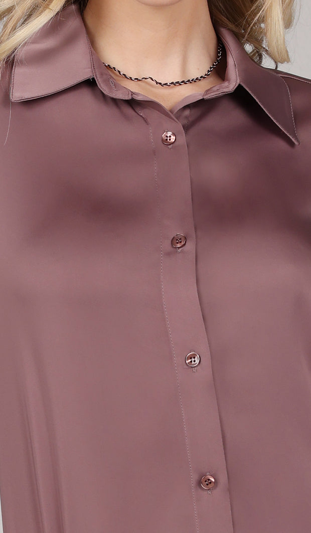 Chemise boutonnée formelle soyeuse Afroze - Mauve