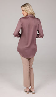 Afroze Silky Formal Button-down Shirt - Mauve - Final Sale