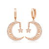 Alaa Sterling Silver Crescent Moon and Star Filigree Earrings - Rose Gold