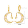 Alaa Sterling Silver Crescent Moon and Star Filigree Earrings - Gold
