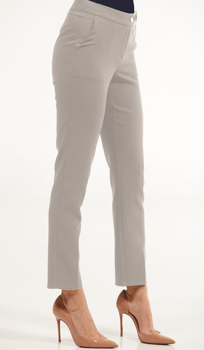 Alma Tailored Stretch Cigarette Pants - Silver