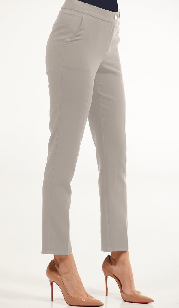 Pantalon cigarette extensible ajusté Alma - Argent