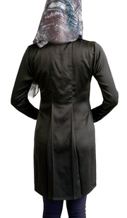 Althea Silky Formal Long Modest Tunic Dress - Black