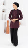 Alvina Embroidered Mostly Cotton Modest Buttondown Shirt - Maroon - FINAL SALE
