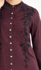 Chemise boutonnée modeste brodée principalement en coton Alvina - Marron 