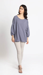 Aly Long Loose Modest Stretch Top - Blue