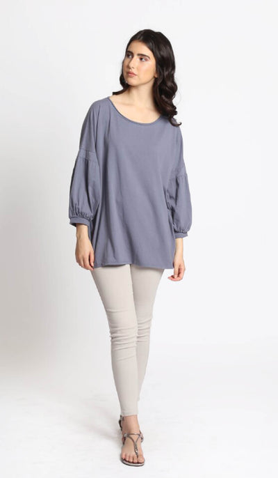 Aly Long Loose Modest Stretch Top - Blue