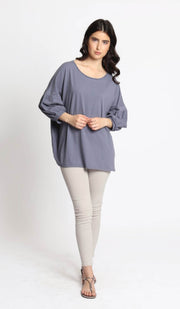 Aly Long Loose Modest Stretch Top - Blue